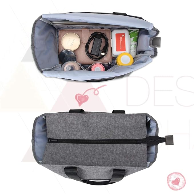 Teamoy Breast Pump Tote Bag,Compatible with Spectra S1/S2, Medela, Cooler Bag, Dark Gray | 14" Laptop Sleeve, Built-in Pockets, Breastfeeding Moms, Work Tote Bag, Pumping Bag