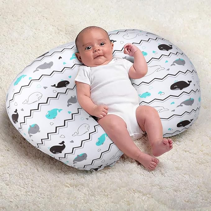 BROLEX Baby Nursing Pillow Covers: 2-Pack Soft Slipcovers for Breastfeeding Pillows - Comfortable Fabric, Fits Standard Nursing Pillows for Boys & Girls - Elephant Whale