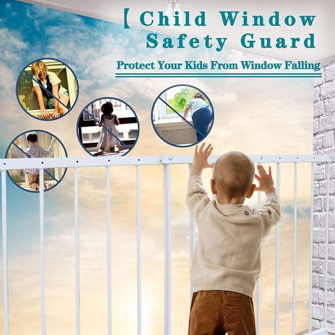 Fairy Baby Window Guards for Children, Adjustable Wide Child Safety Window Guard Prevents Accidental Falls, Home Security Childproof Interior Bar Guard for Windows Wide 61.41" - 86.61"(3 Panels)