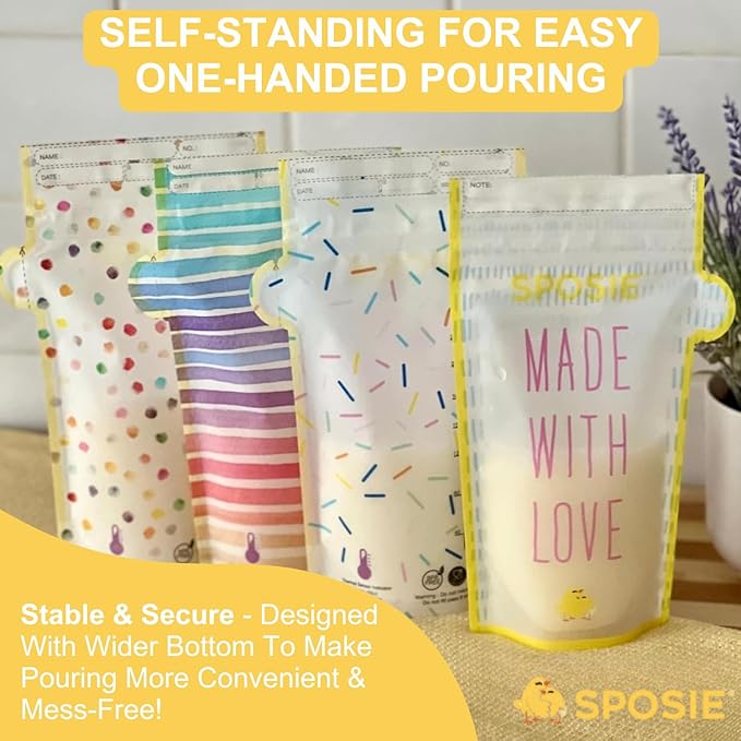 SPOSIE SimpleFeed Breast Milk Storage Bags | Feeding Made Easier | 8oz, 200 Count | Easy Pour, Temperature Sensor, Freezer Safe, Leak-Proof, BPA-Free (Pack of 2)