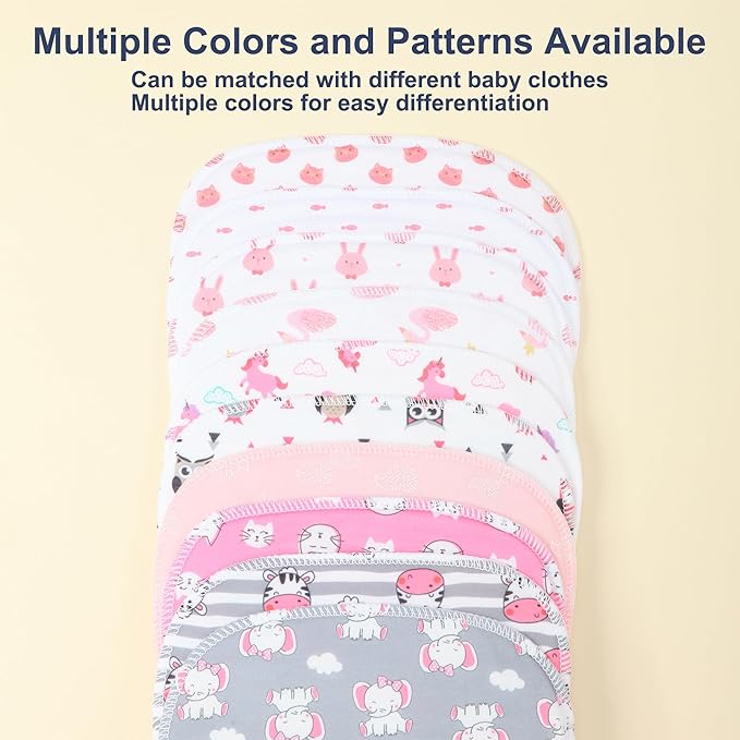 10-Pack Burp Cloths for Baby Boys and Girls - Organic Baby Burp Cloth,Baby Washcloths, Burp Rags, Large Neutral Burp Clothes for Newborn