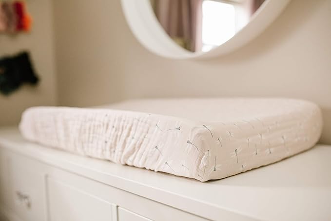 lulujo Baby Changing Pad Cover 100% Cotton Muslin Fitted Standard Size, 32 x 16 Inches, Dragonfly