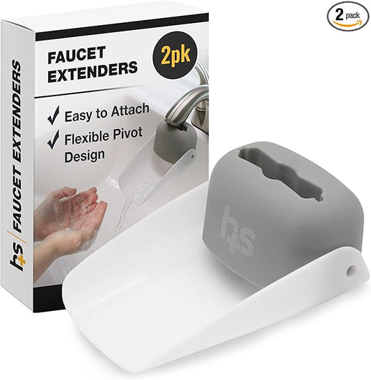 HealthSmart Easy Reach Bathroom Sink Faucet Extender for Toddlers 2-Pack, Adjustable Universal Fit,Tool-Free Installation, Flexible Design, Fits Most Faucets, Empowers Kids