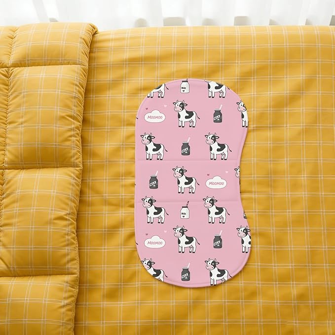 4 Pack Baby Burp Cloths for Girls, Soft Cotton, Pink Cow Print Design, Super Absorbent Baby Burping Cloths for Newborns, Machine Washable and Reusable Baby Spit-Up Cloths