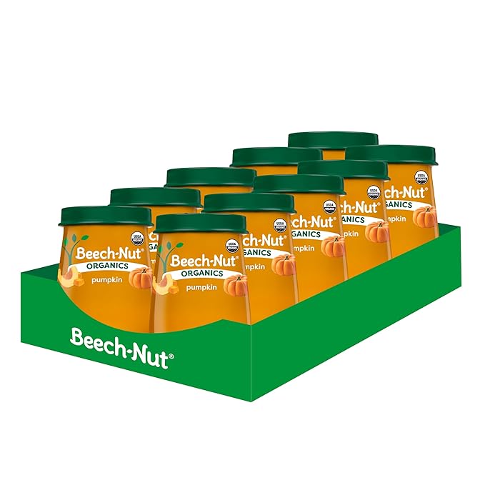 Beech-Nut Organics Stage 1 Organic Baby Food, Pumpkin, 4 oz Jar (10 Pack)