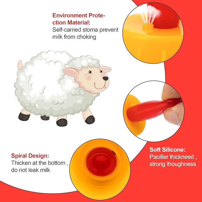 PAGOW 20PCS Nipple for Goats, Small Animal Milk Drink Nipples, Soft Rubber Pacifier for Nursing Lambs and Goat Kids