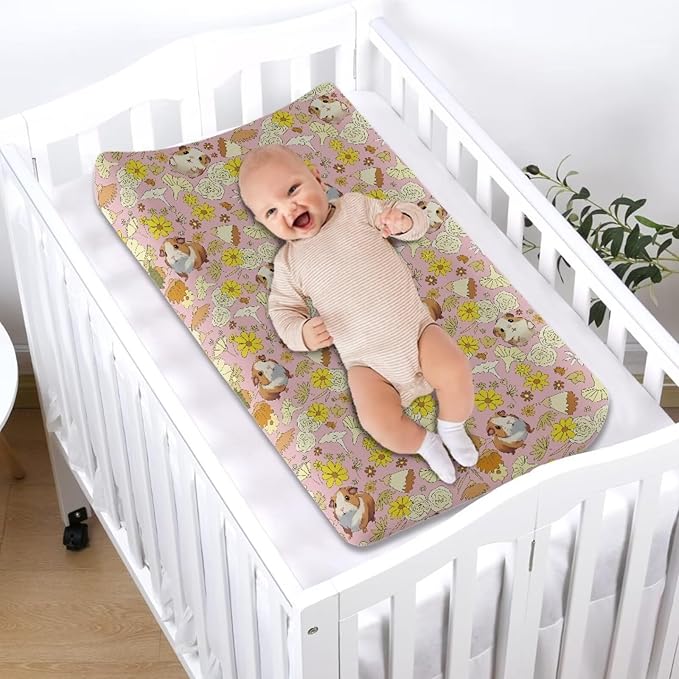 Pink Space Baby Changing Pad Cover Hamster Diaper Covers for Boys Mat Sheet Cover Changing Table Covers for Boys Girls