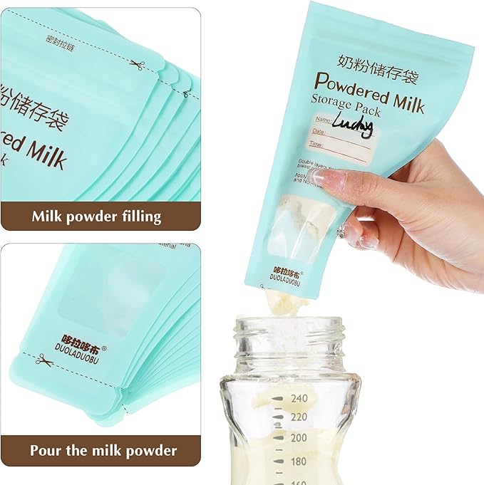 Kisangel 90pcs Milk Storage Bags, Disposable Powder Formula Bags, Small Baby Formula Container To Go for Feeding Food Milk Breastmilk Pouches