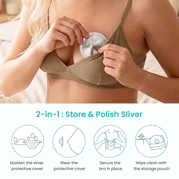 Paruu Silver Silver Nursing Cups | 999 Nipple Shields for Breastfeeding with Silicone Nipple Covers | IBCLC Recommended | Soothe Sore Nipples | Reusable Nipple Protectors for Newborn Moms