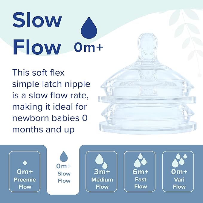 Dr. Talbot's Anti-Colic Bottle Replacement Nipples - Feeding Supplies for Newborn - (2-Pack) Slow Flow Soft Flex Nipples - 0+ Months