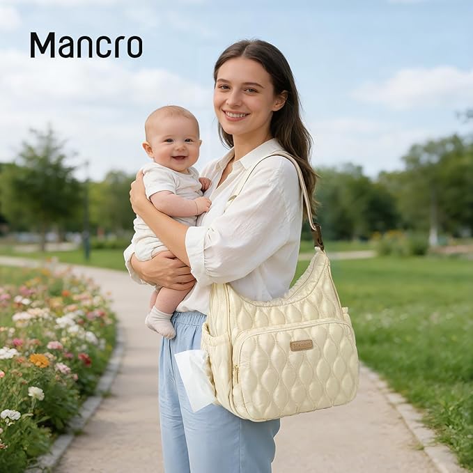 Mancro Breast Milk Cooler Bag with Ice Pack, Breast Pump Bag Fits 2 Wearable Pumps and 6 Bottles, Insulated Bottle Bag for Daycare or Work, Compatible with Momcozy/Medela/Elvie/Willow