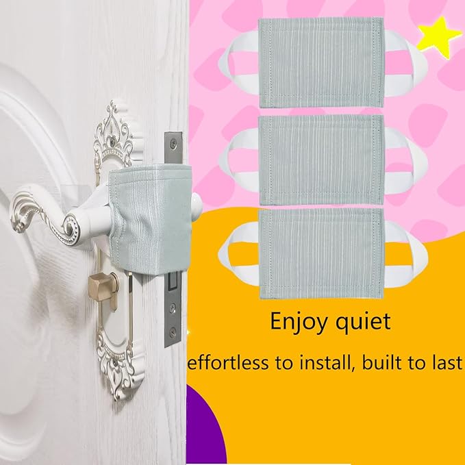 Baby Proof Door Silencer & Cloth Latch Cover, Quiet Close Anti-Slam Pads to Prevent Slamming and Accidental Locking, for Nursery and Toddler Safety (3, Natural Teal, 4.1 * 3.1 inches)