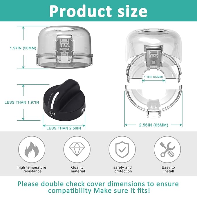 Stove Knob Covers for Child Safety 5 Packs Babepai Upgraded Double-Key Design Universal Size Baby Safety Gas Oven Knob Covers Stove Guard Kid Proofing