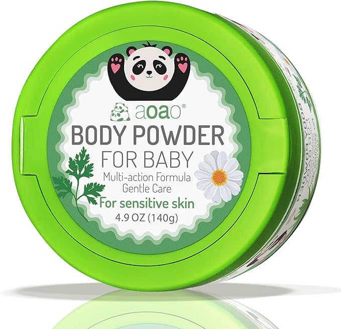 Baby Body Powder with Puff, Natural Cornstarch + Zinc Oxide Skin-Protecting Formula, Talc-Free, Soothing & Gentle Absorption, Newborn Essential, Family-Friendly, 140g/4.9oz (2Pack)