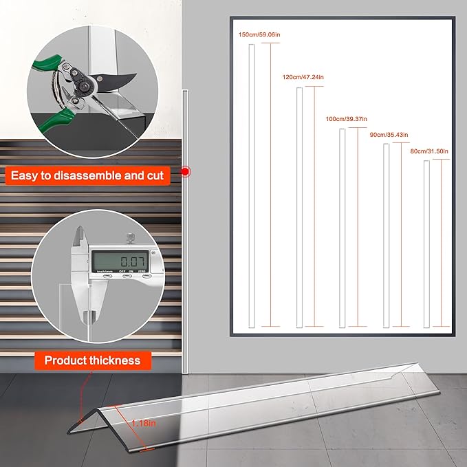 Clear Self-Adhesive Wall Corner Protectors-2 PCS of Corner Guards & Edge Protector for Baby, Furniture, Door, Tables, Cover Sharp Furniture, Easy to Install (3cmx150cm/1.18inx59.1in)