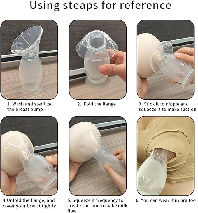 Silicone Manual Breast Pump - 4oz/100ml Capacity, Food Grade, Soft Bottle for Gentle Breast Milk Collection