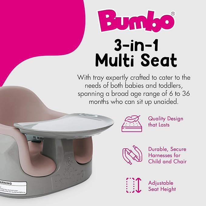 Bumbo 2 Pack 3-in-1 Multi-Seat for 6 to 36 Months, Travel Baby Feeding & Play Floor Seat, All-in-One Portable Booster with Tray & Toddler High Chair, Breige/Sonoran Rose (2 Pack)