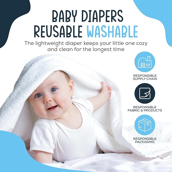 Linteum Textile Supply Birdseye Prefold Cloth Diapers 4-6-4 Ply 12x16 Inches Burp Cloth 100% Cotton Diapers for Babies Unisex No Shrinkage Washable Reusable Diaper (White) 6 Pack