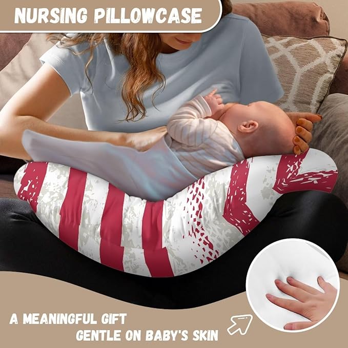 USA Flag Breastfeeding Pillow Cover Breastfeeding Nursing Pillow Slipcovers Super Soft Stretchy Replaceable Pillow Cover Slipcover