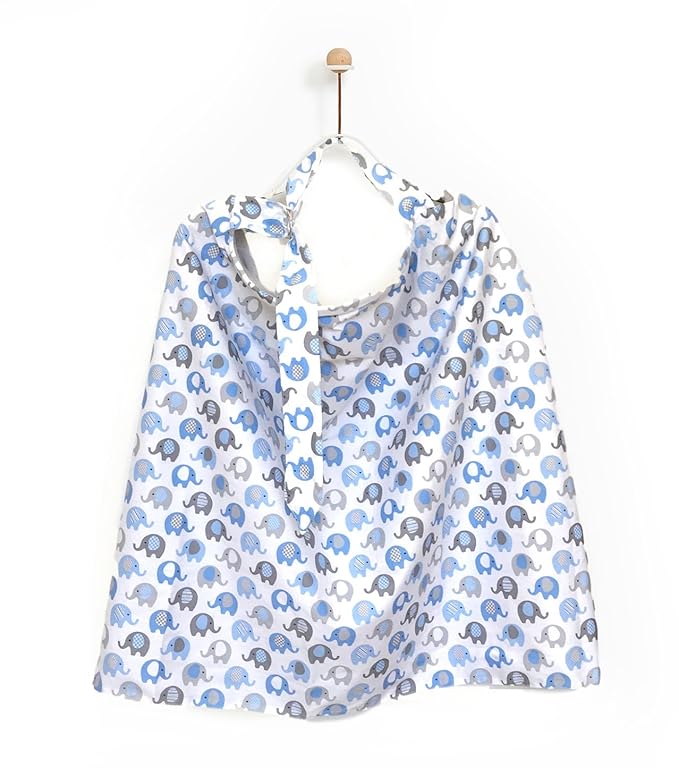 Vera Elephant 100% Breathable Cotton Nursing Cover (Blue Grey)
