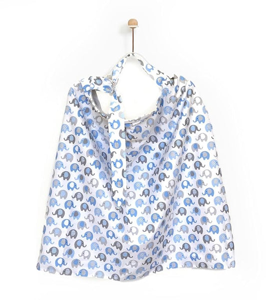 Vera Elephant 100% Breathable Cotton Nursing Cover (Blue Grey)