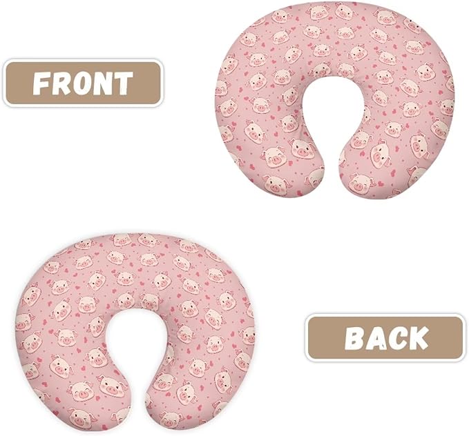Pink Pig Nursing Pillow Cover for Newborn Boys Girls Soft Nursing Pillow Case Skin-Friendly U-Shaped Hidden Zipper Design