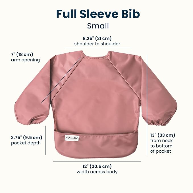 Tiny Twinkle Long Sleeve Bib for Babies & Toddlers | 2-Pack Waterproof Smock Bib for Eating | Machine Washable & Mess-Proof Feeding Essentials | Newborn Shower Gift (Taupe Lilac,6–24M)