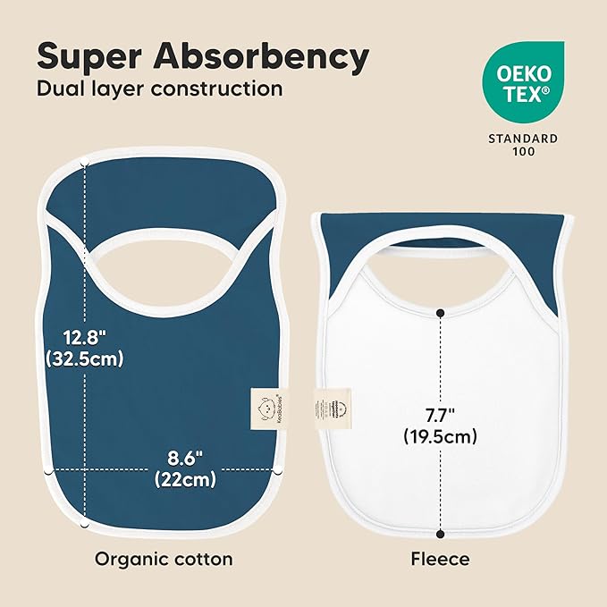 KeaBabies 8-Pack Bibs for Baby Girl, Boy - Pullover Large Baby Bibs for Drooling and Teething Infant, Newborn, Soft & Absorbent Organic Cotton,Long Torso Coverage Keep Toddler Clean & Dry(Crossroads)