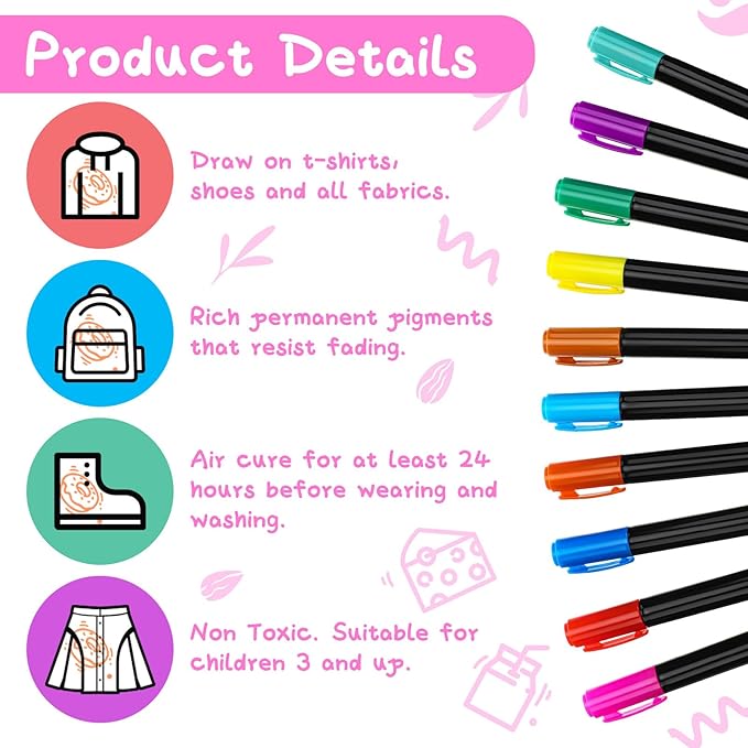 Jutom 38 Pcs DIY Baby Bibs Decorating Kit 14 Bibs 14 Stencils 10 Fabric Markers 2 Ply Feeder Design Bib for Shower Games