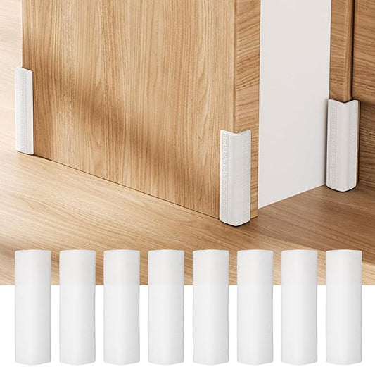 10 Pcs Vintage Greek Key Pattern Edge Guards Self Adhesive Silicone Corner Protectors Safety Baseboard Corner Blocks Decotive Proofing Corner Cushion for Wall, Furniture & Sharp Corners - White