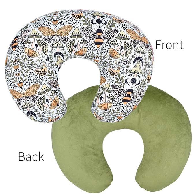Winmany 2 Pack Baby Nursing Pillow Cover Newborn U-Shaped Breastfeeding Pillowcase Cushion Cover Stretchy Replaceable Forest&Floral Pillow Cover Slipcover 22.5x21
