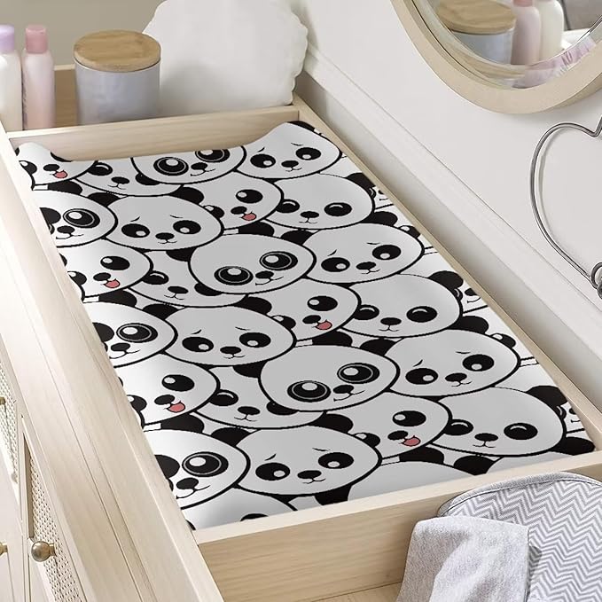 Cute Panda Baby Changing Pad Cover Diaper Changing Table Covers for Boys Girls Changing Pad Sheets Toddler Changing Table Pads Mat Newborn Infant