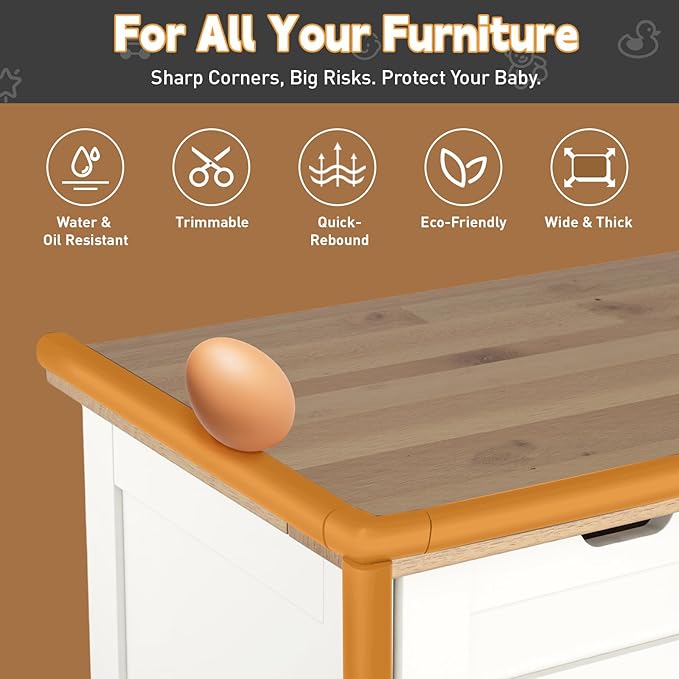 Thick Corner Edge Protector for Baby Proofing, 6.56Ft Furniture Edge Bumper with 10 L-Shaped & Soft Foam Corner Guards,Adhesive Baby proofing Bumper for Table, Small Toddler Bed (Wood Color)