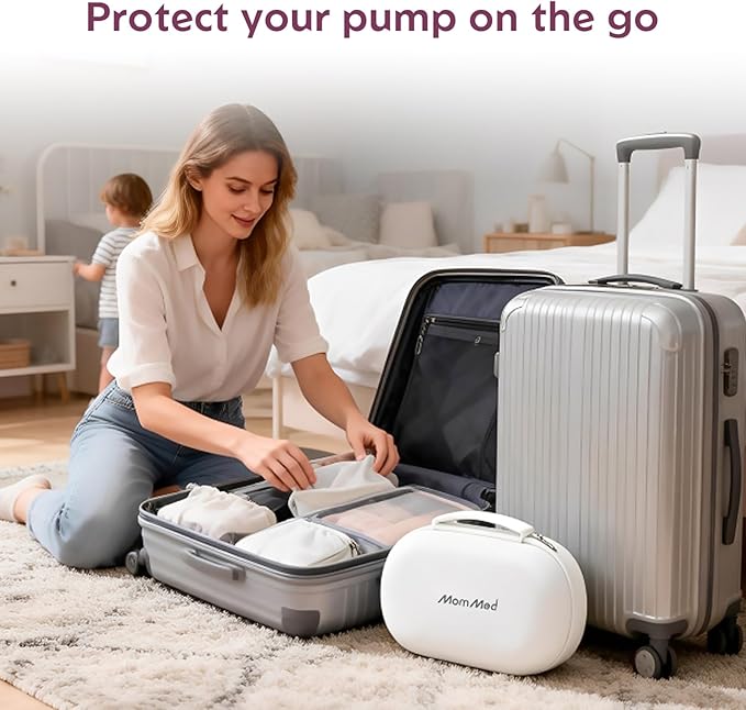 MOMMED Breast Pump Carrying Case, Hard Shell Protective Storage Bag Wearable Pumps & Cozy, Water-Resistant & Portable Breast Pump Case with Interior Strap