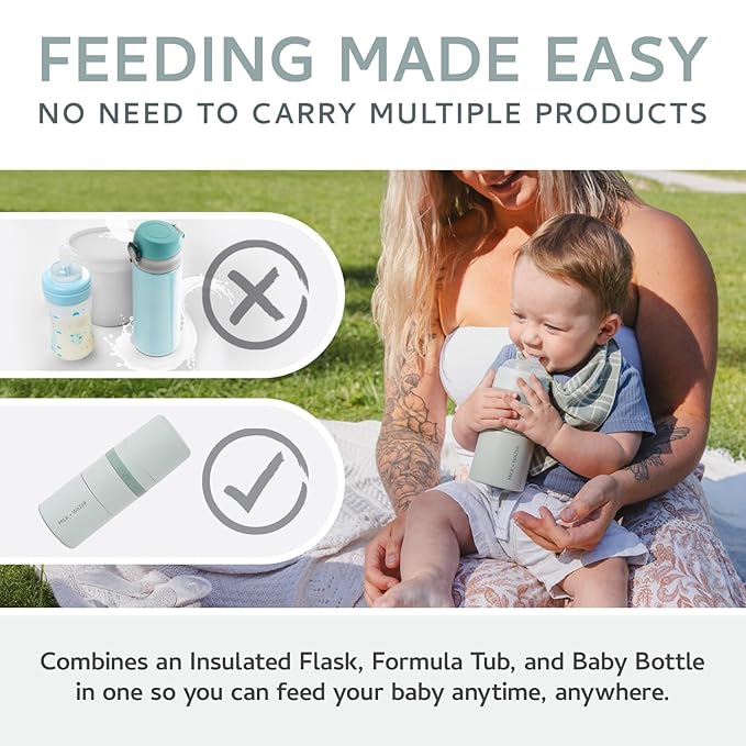 MILK & WATER All in One Baby Bottle & Baby Formula Dispenser On the Go, 5oz - Keeps Water Warm & Formula Fresh - Baby Formula Mixing Bottle with Anti Colic Nipple - Leak-Proof - 0+ Months (Pink)