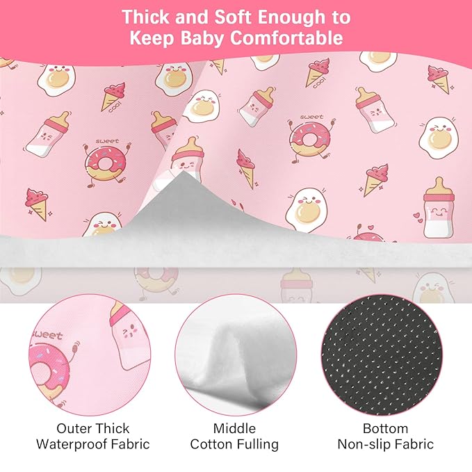 High Chair Cover for Baby Restaurant with 3-Point Harness,Portable High Chair Covers for Travel,Dining Out,Waterproof and Machine Washable,Inner Padded,Fits Wooden High Chairs,Pink