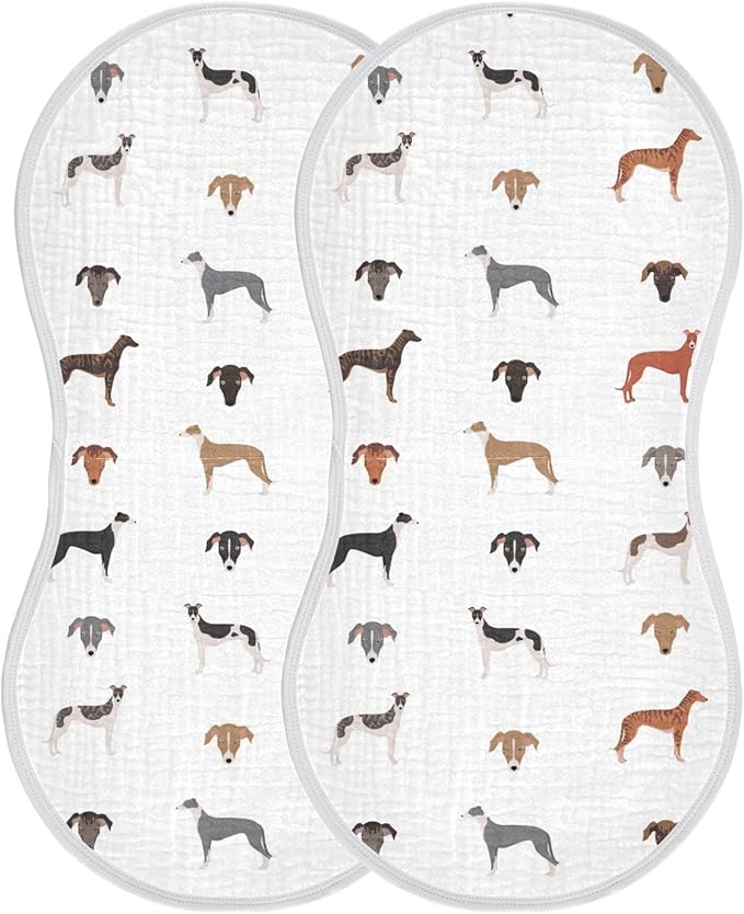 vvfelixl English Greyhound Dogs Burp Cloths for Baby Boy Girls Baby Washcloths Burp Rags 1 Pack