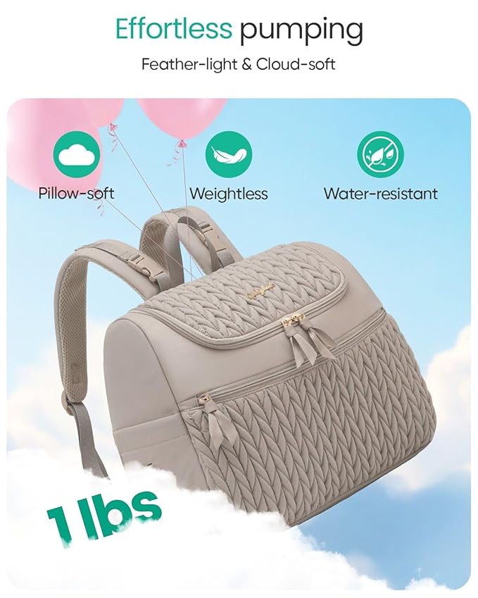 Qualyphant Breast Pump Bag for Spectra S1/S2 & Medela – Insulated Cooler Bag, 13" Laptop Sleeve, Diaper Bags Backpack – Lightweight, Water-resistant & Stylish for Work, Travel