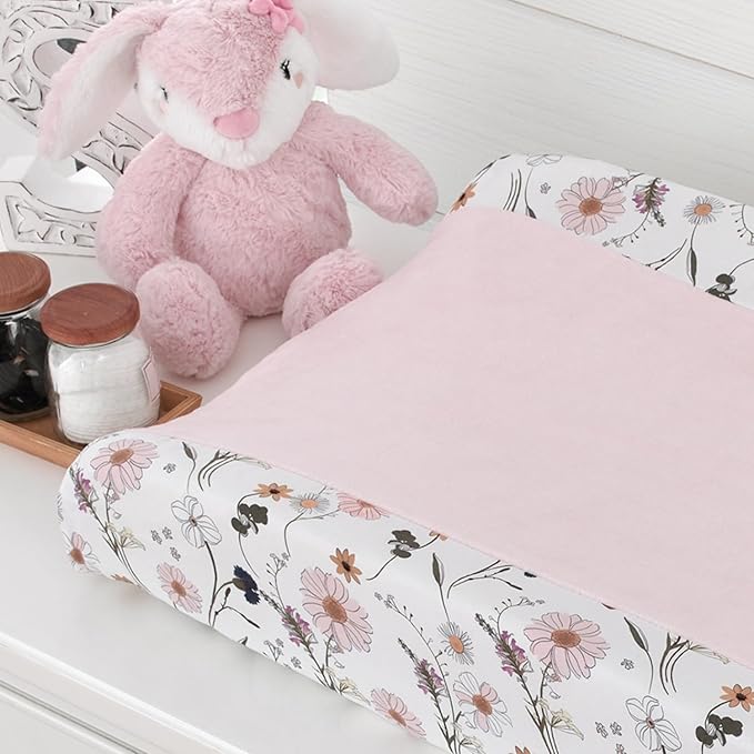 NoJo Keep Blooming Super Soft Plush Baby Changing Pad Cover – Standard Size, Floral Design, Machine Washable