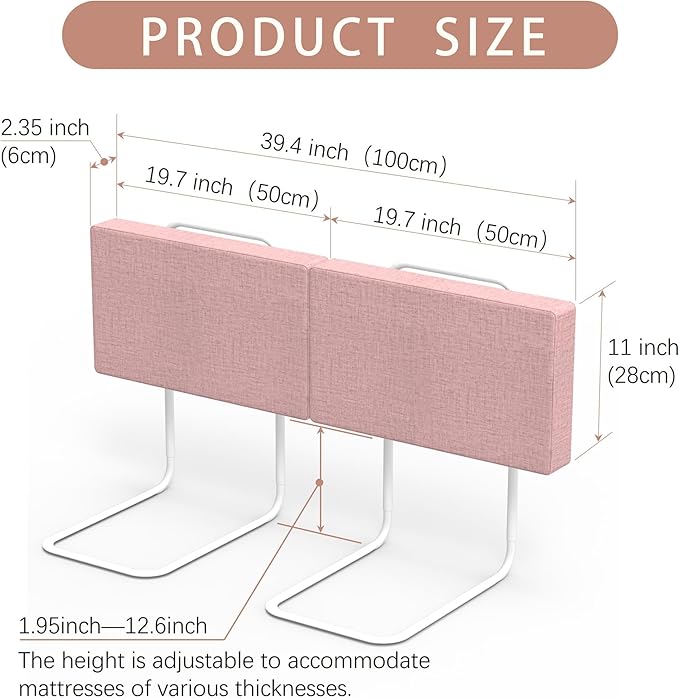 Bed Rail Bumpers for Toddlers, Foam Padded Bed Barrier for Kids Safety, Adjustable Bed Side Guard Rails for Old Dogs, Bunk, Twin, Queen, King, Full Size Beds (Pink, 2 Packs)