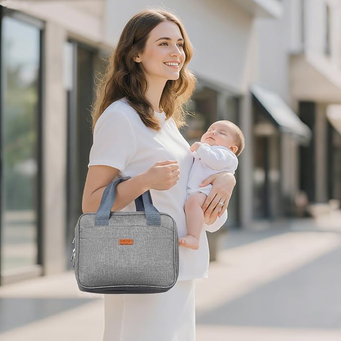 VEVOR Wearable Breast Pump Bag, Breast Feeding Bag with Ice Pack, Compatible with Momcozy, Medela and Elvie Pumps, Portable Pump Carrying Case for Breastmilk Storage, Work, Travel & Family Use, Grey