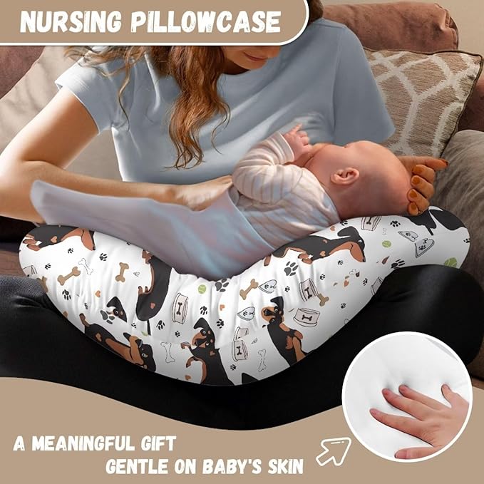 Dogs Nursing Pillow Cover with Hidden Zipper Dogs Skin Friendly for Moms/Baby Nursing Pillow Cover Stretchy Removable Cover for Breastfeeding Pillow