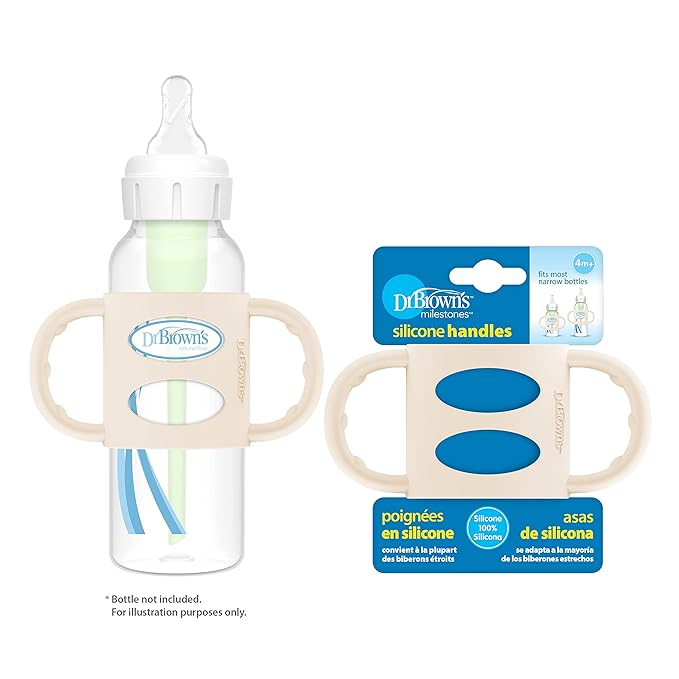 Dr. Brown’s® Milestones™ 100% Silicone Baby Bottle Handles, Narrow, Ecru, 2 Pack, 4m+