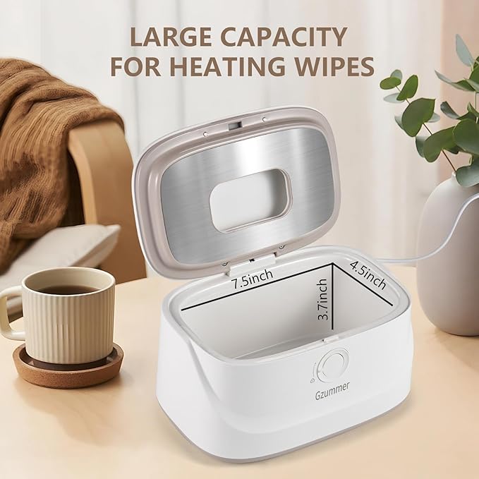 Baby Wipe Warmer, Wipe Warmer and Baby Wet Wipes Dispenser, 3 Temperature Control Large Capacity Wipes Warmer for Babies with Night Light (Gray+White)