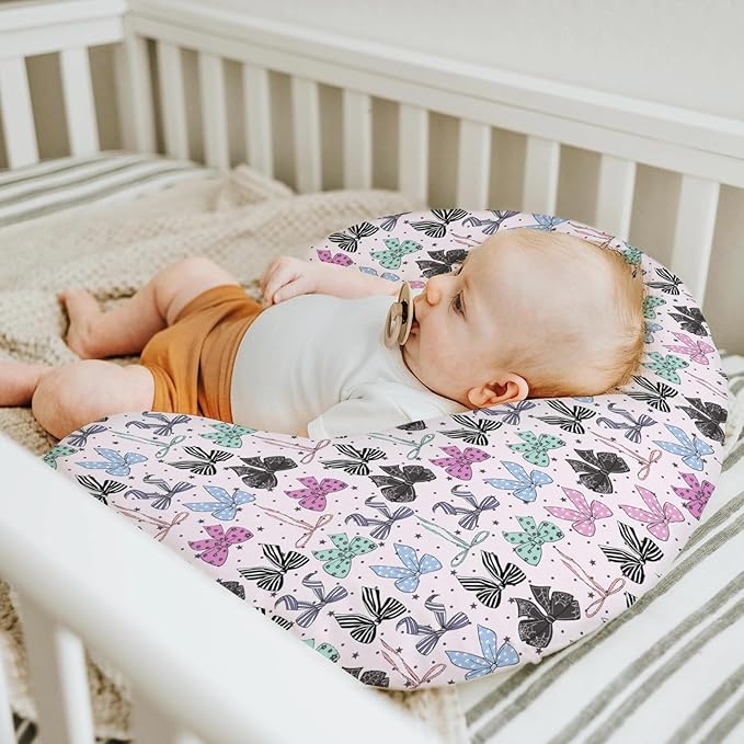 Spooky Halloween Bows Baby Nursing Pillow Covers for Boy Girl Cute Girly Ribbons Stars Nursery Pillowcase for Breastfeeding Pillows Fall Autumn Bows Soft Stretchy Slipcovers for Newborn