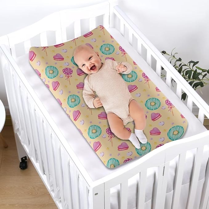 Ice Cream Print Changing Table Diaper Change Pad Cover Girl Boys Baby Infant Floral Soft Breathable Changing Table Cover Crib Mat Sheets 32''x16"
