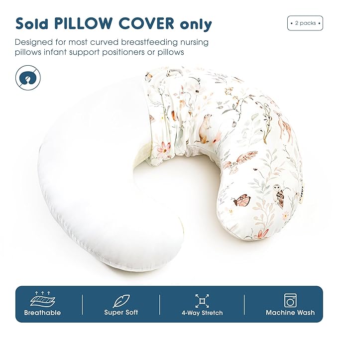 GRSSDER Nursing Pillow Cover, Stretchy Soft Minky Fabric Covers, Fit Most Nursing Support Pillows for Breastfeeding, Comfortable Safe Pillow Cover, Beautiful Stylish Pattern