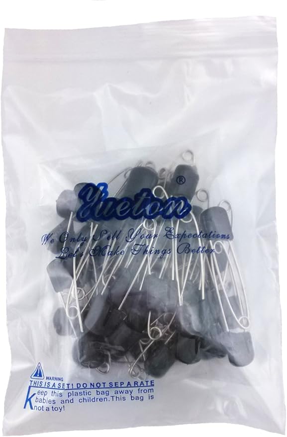 yueton 50pcs Black Plastic Head Baby Safety Pins Safety Locking Baby Cloth Diaper Nappy Pins