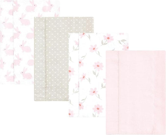 Luvable Friends Hudson Baby Flannel Burp Cloths 4pk, Sweet Honeycomb Pink