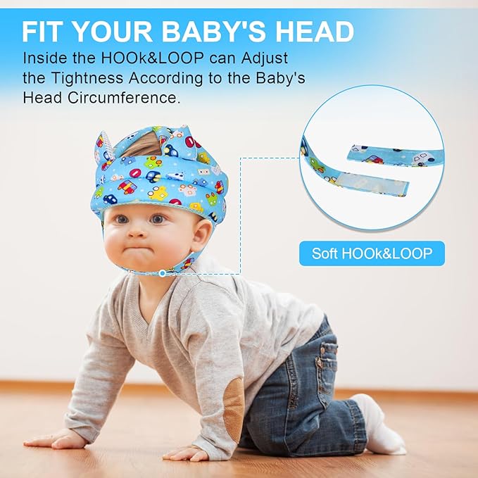 Accmor Baby Head Protector for Crawling and Walking, Cute Baby Helmet Adjustable No Bumps Infant Safety Cap, Breathable Protective Headguard Soft Cushion Anti-Collision Toddler Helmet for 6m-24m Kid
